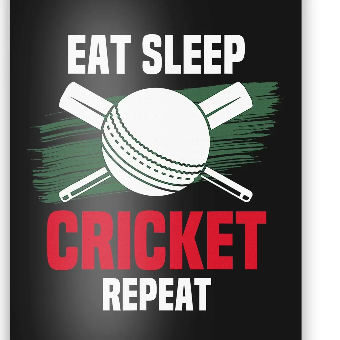 Eat Sleep Cricket Repeat Field Sports Cricketer Player Poster