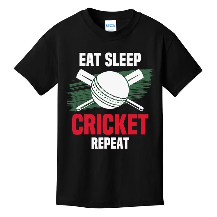 Eat Sleep Cricket Repeat Field Sports Cricketer Player Kids T-Shirt