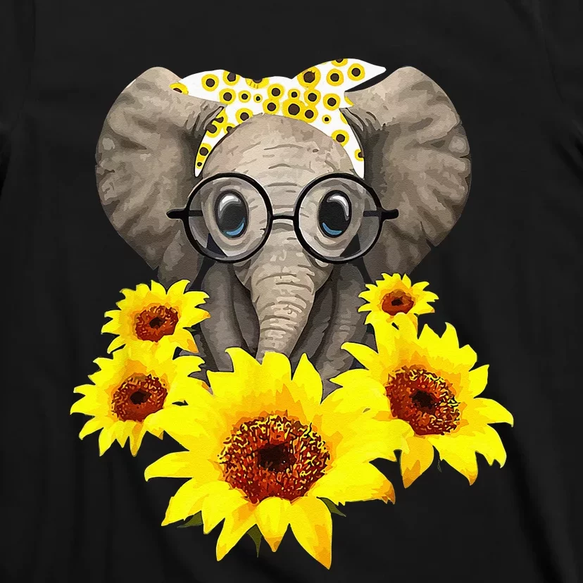 Elephant Sunflower Cute Elephant Love Sunflower T-Shirt