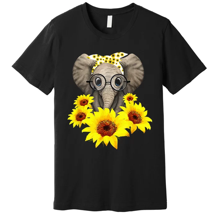 Elephant Sunflower Cute Elephant Love Sunflower Premium T-Shirt