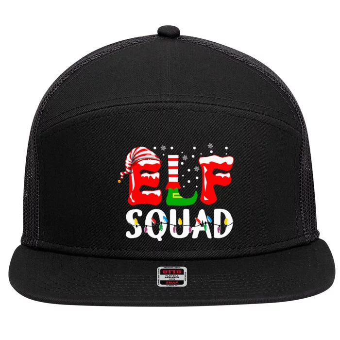 Elf Squad Christmas Pajama Set Fun Family Matching Outfits 7 Panel Mesh Trucker Snapback Hat