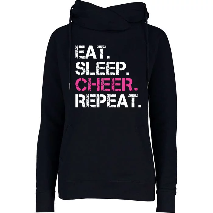 Eat Sleep Cheer Repeat Cheerleading Cheerleader Gifts Womens Funnel Neck Pullover Hood