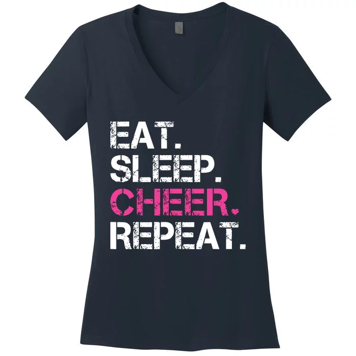 Eat Sleep Cheer Repeat Cheerleading Cheerleader Gifts Women's V-Neck T-Shirt