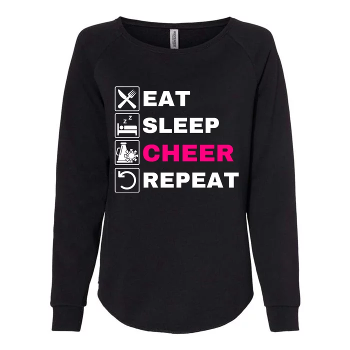 Eat Sleep Cheer Repeat, Cheerleading, Funny Cheerleader Womens California Wash Sweatshirt