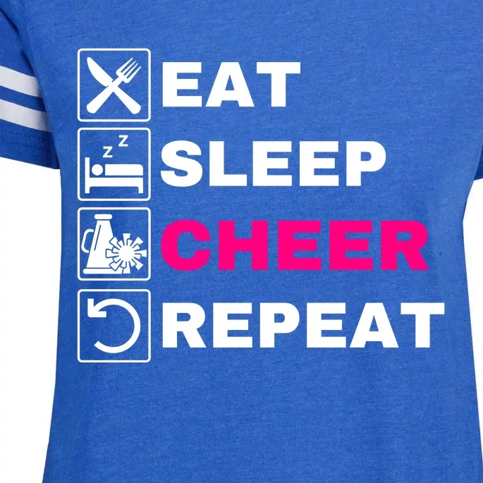 Eat Sleep Cheer Repeat, Cheerleading, Funny Cheerleader Enza Ladies Jersey Football T-Shirt