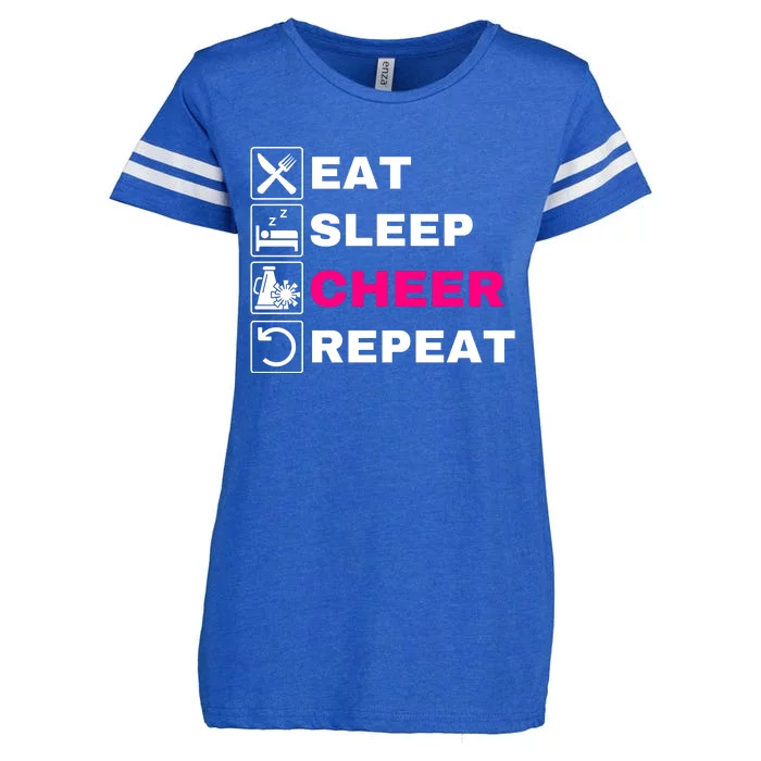 Eat Sleep Cheer Repeat, Cheerleading, Funny Cheerleader Enza Ladies Jersey Football T-Shirt