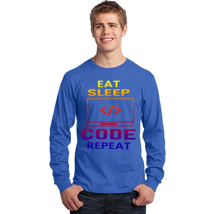 Eat Sleep Code Repeat Programmer Software Developer Coder Great Gift Tall Long Sleeve T-Shirt