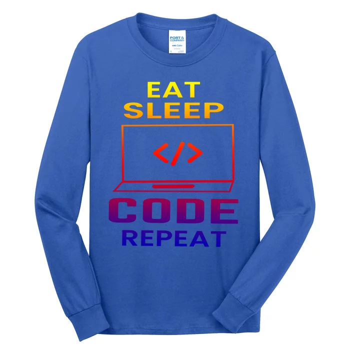 Eat Sleep Code Repeat Programmer Software Developer Coder Great Gift Tall Long Sleeve T-Shirt