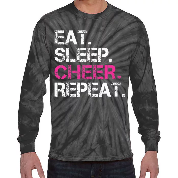 Eat Sleep Cheer Repeat Cheerleading Cheerleader Gifts Tie-Dye Long Sleeve Shirt