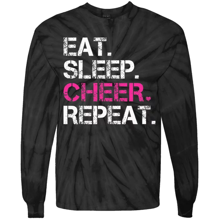 Eat Sleep Cheer Repeat Cheerleading Cheerleader Gifts Tie-Dye Long Sleeve Shirt