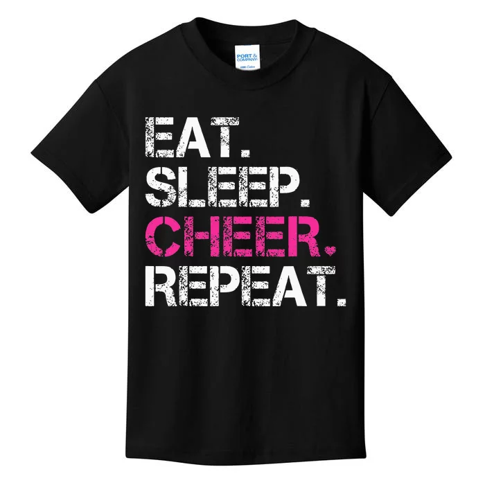 Eat Sleep Cheer Repeat Cheerleading Cheerleader Gifts Kids T-Shirt