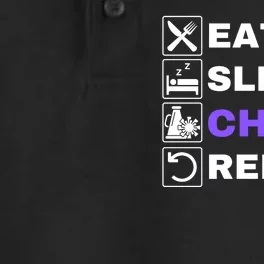 Eat Sleep Cheer Repeat, Funny Cheerleader, Cheerleading Dry Zone Grid Performance Polo