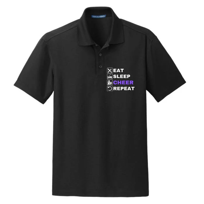 Eat Sleep Cheer Repeat, Funny Cheerleader, Cheerleading Dry Zone Grid Performance Polo