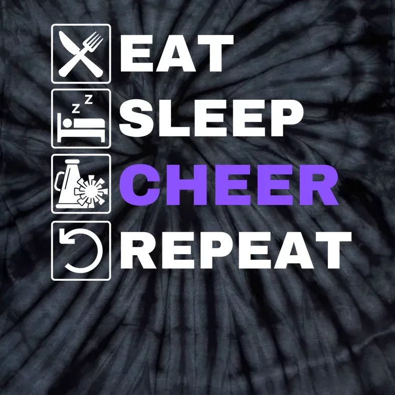 Eat Sleep Cheer Repeat, Funny Cheerleader, Cheerleading Tie-Dye T-Shirt