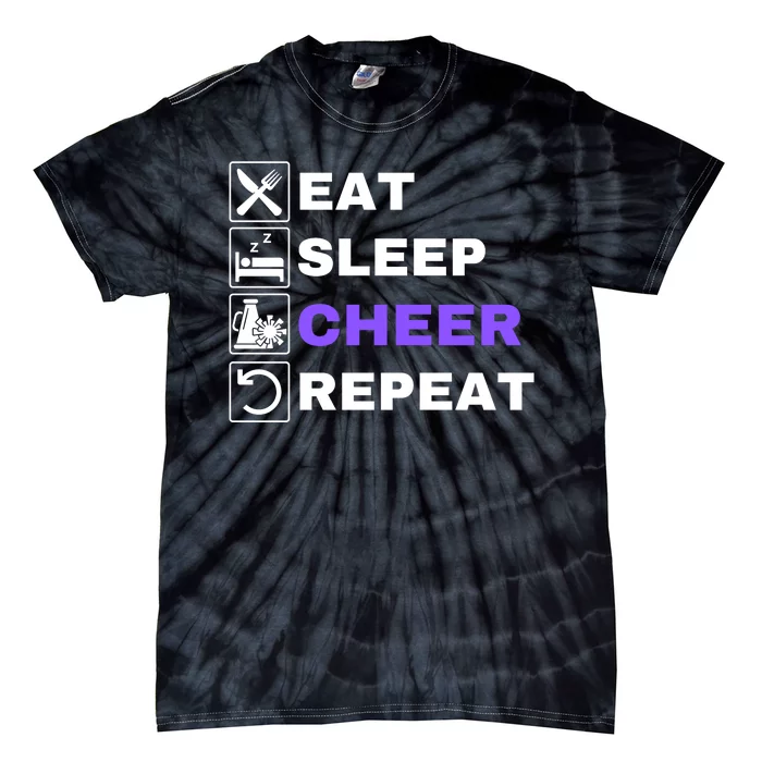 Eat Sleep Cheer Repeat, Funny Cheerleader, Cheerleading Tie-Dye T-Shirt