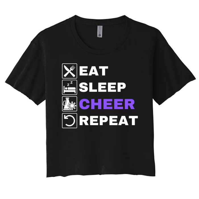 Eat Sleep Cheer Repeat, Funny Cheerleader, Cheerleading Women's Crop Top Tee