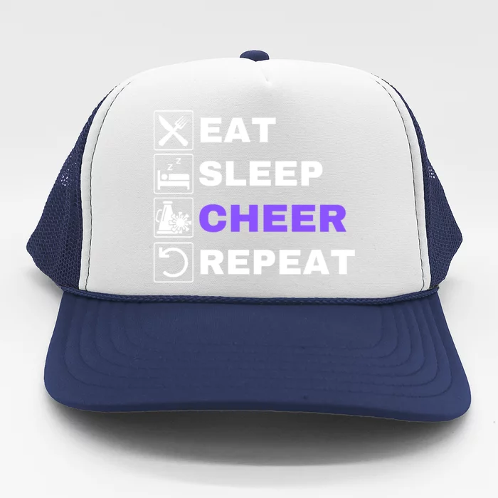 Eat Sleep Cheer Repeat, Funny Cheerleader, Cheerleading Trucker Hat