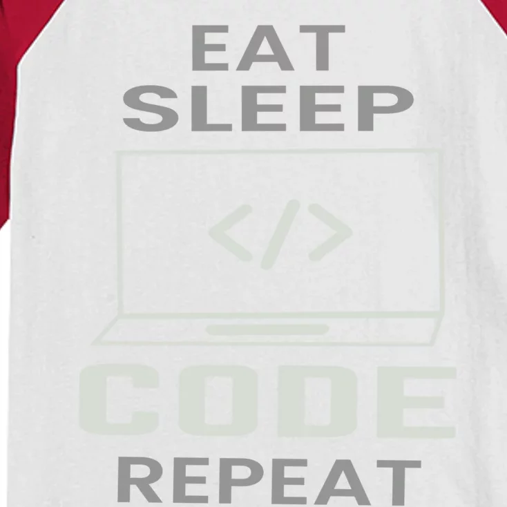 Eat Sleep Code Repeat Programmer Software Developer Coder Gift Kids Colorblock Raglan Jersey