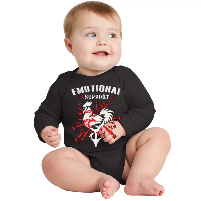 Emotional Support Chicken Emotional Support Cock Baby Long Sleeve Bodysuit