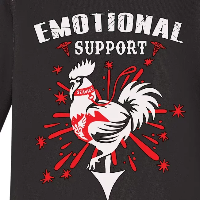 Emotional Support Chicken Emotional Support Cock Baby Long Sleeve Bodysuit