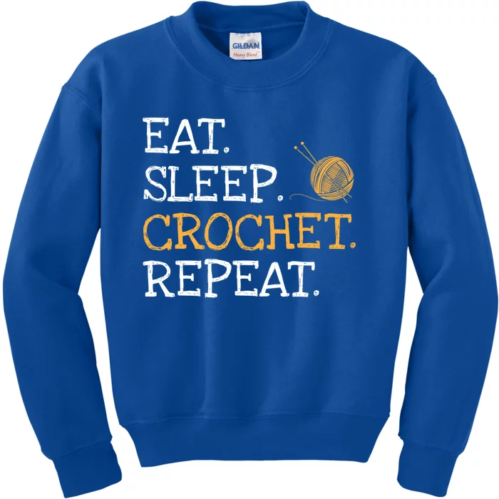 Eat Sleep Crochet Repeat Yarn Lovers Crocheting Gift Kids Sweatshirt