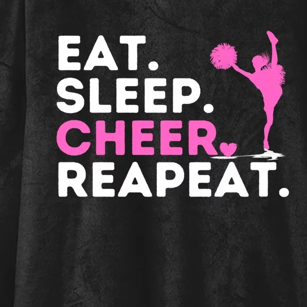 Eat Sleep Cheer Repeat Meaningful Gift Cheerleader Cheerleading Cheering Gift Hooded Wearable Blanket