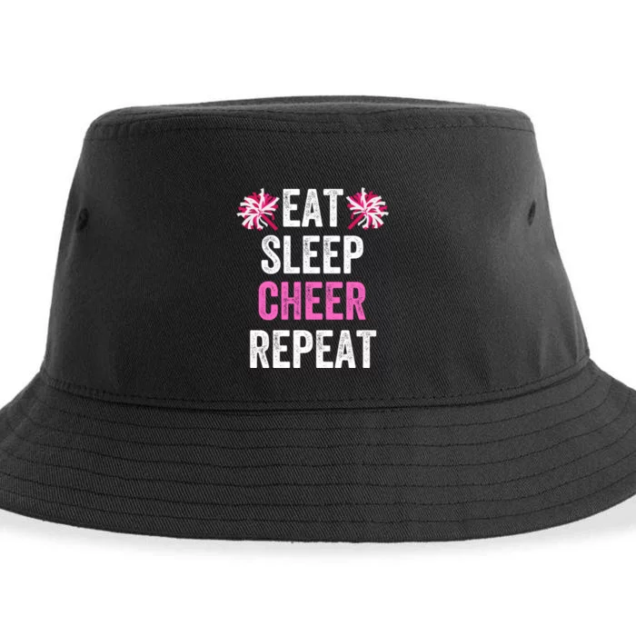 Eat Sleep Cheer Repeat Cheerleading Cute Gift Sustainable Bucket Hat