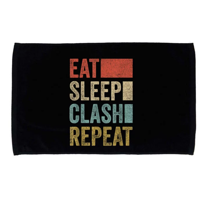 Eat Sleep Clash Repeat Vintage Gaming Clan Retro Clash Microfiber Hand Towel