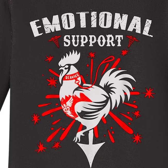 Emotional Support Chicken Emotional Support Cock Baby Long Sleeve Bodysuit