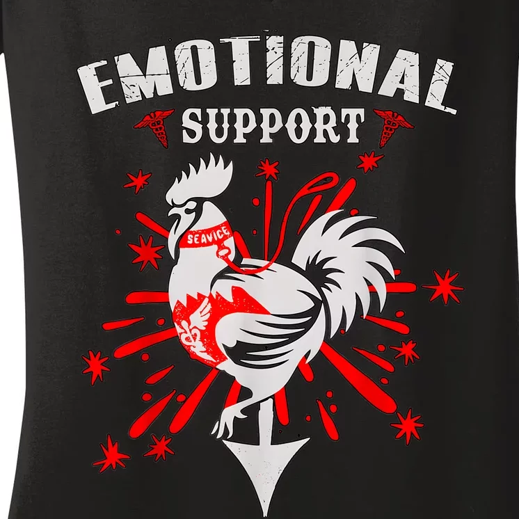 Emotional Support Chicken Emotional Support Cock Women's V-Neck T-Shirt