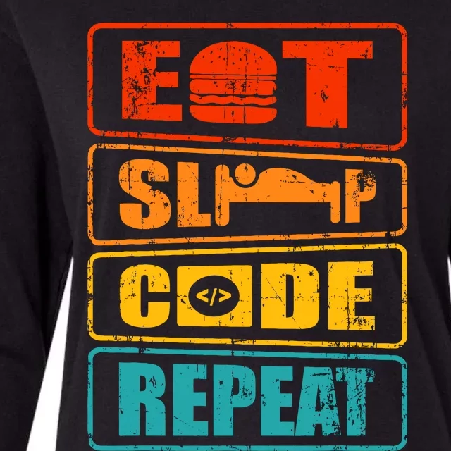 Eat Sleep Code Repeat Computer Science Programmer Gift Womens Cotton Relaxed Long Sleeve T-Shirt