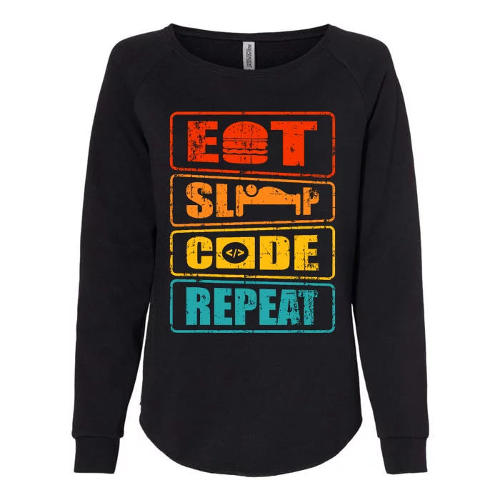 Eat Sleep Code Repeat Computer Science Programmer Gift Womens California Wash Sweatshirt