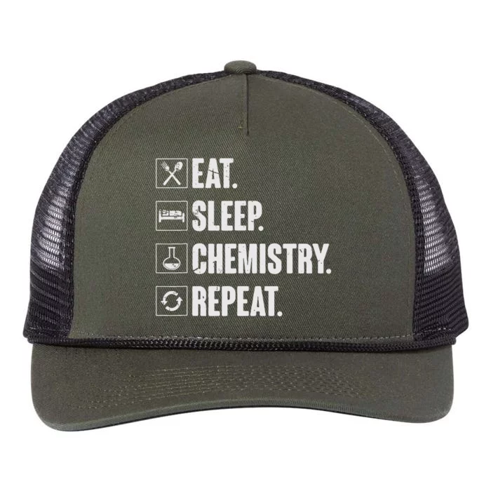 Eat Sleep Chemistry Repeat Funny Chemist Chemistry Gift Retro Rope Trucker Hat Cap