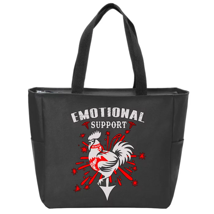 Emotional Support Chicken Emotional Support Cock Zip Tote Bag