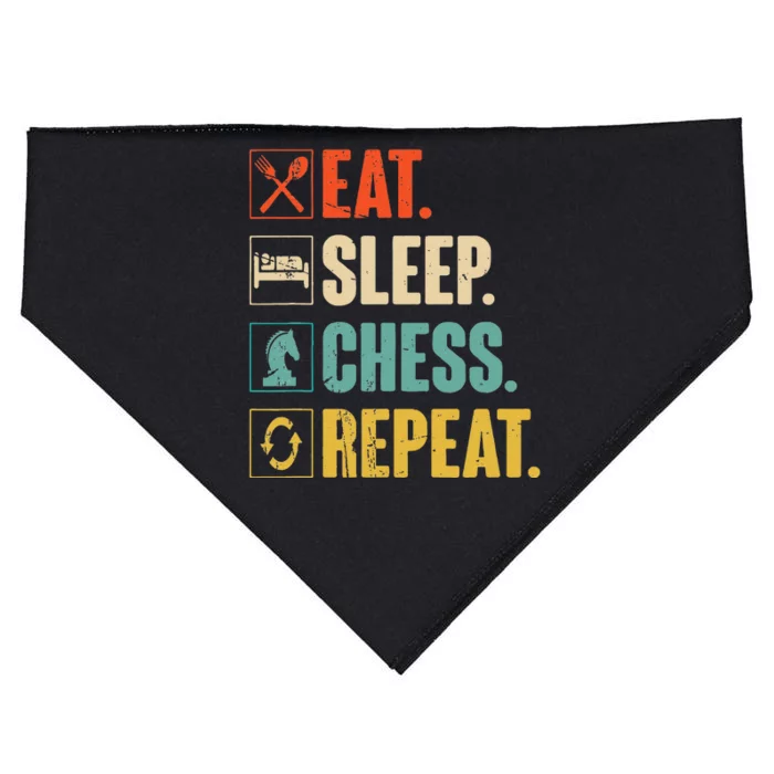 Eat Sleep Chess Repeat USA-Made Doggie Bandana