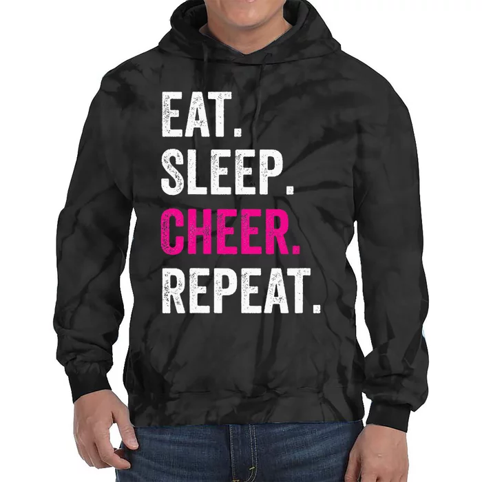 Eat Sleep Cheer Repeat Cheerleading Cheerleader Gifts Tie Dye Hoodie