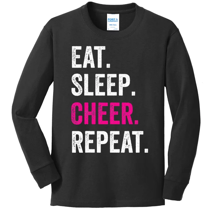 Eat Sleep Cheer Repeat Cheerleading Cheerleader Gifts Kids Long Sleeve Shirt