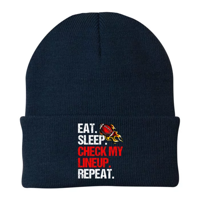 Eat Sleep Check My Lineup Repeat, Fantasy Football Knit Cap Winter Beanie