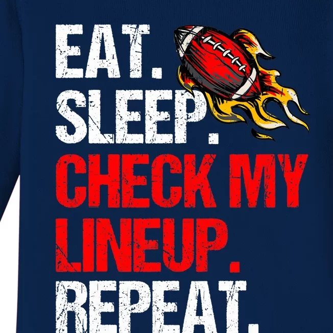 Eat Sleep Check My Lineup Repeat, Fantasy Football Baby Long Sleeve Bodysuit