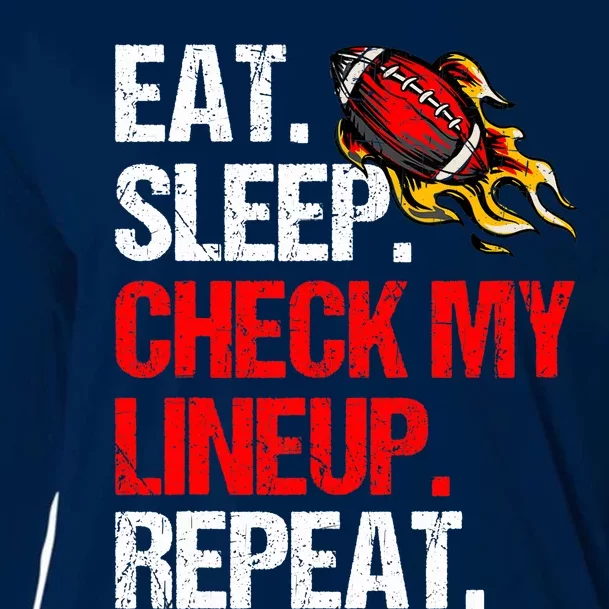 Eat Sleep Check My Lineup Repeat, Fantasy Football Cooling Performance Long Sleeve Crew