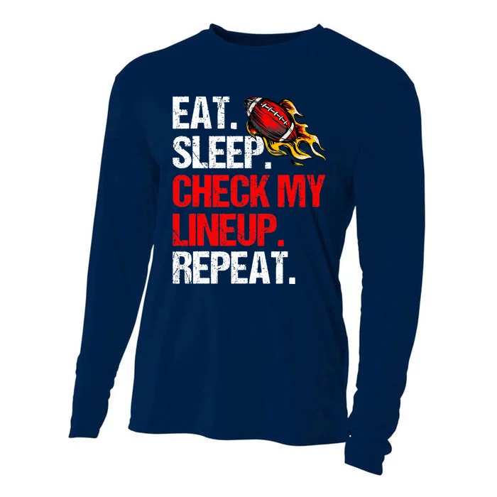 Eat Sleep Check My Lineup Repeat, Fantasy Football Cooling Performance Long Sleeve Crew