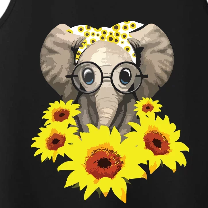 Elephant Sunflower Cute Elephant Love Sunflower Performance Tank