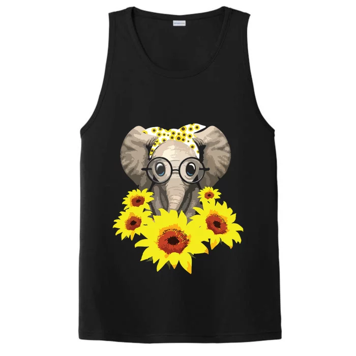 Elephant Sunflower Cute Elephant Love Sunflower Performance Tank