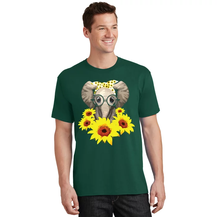 Elephant Sunflower Cute Elephant Love Sunflower T-Shirt