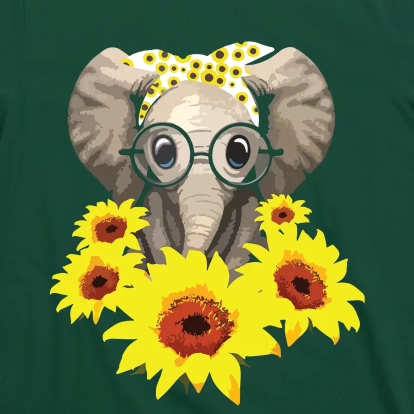 Elephant Sunflower Cute Elephant Love Sunflower T-Shirt