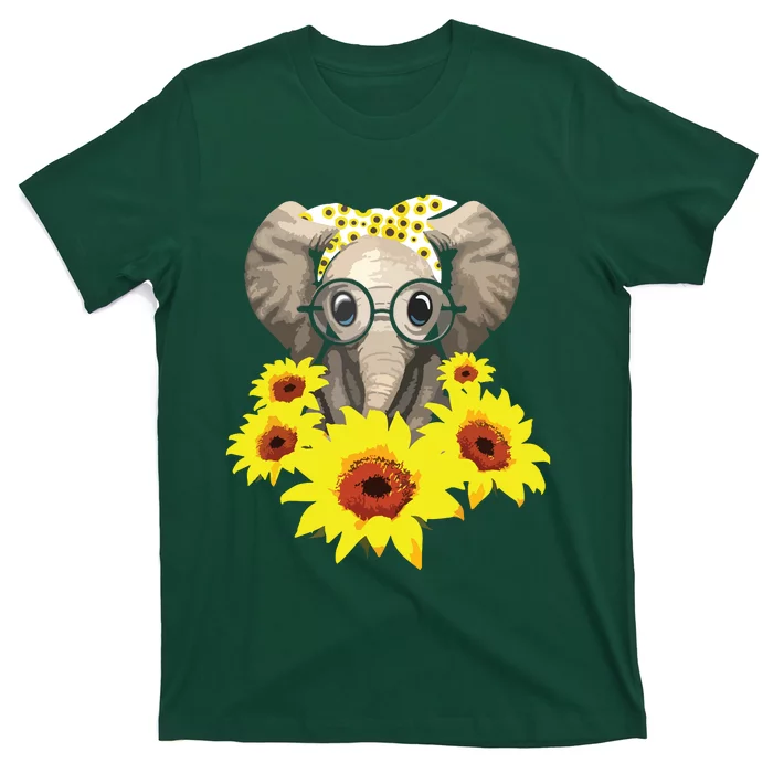 Elephant Sunflower Cute Elephant Love Sunflower T-Shirt