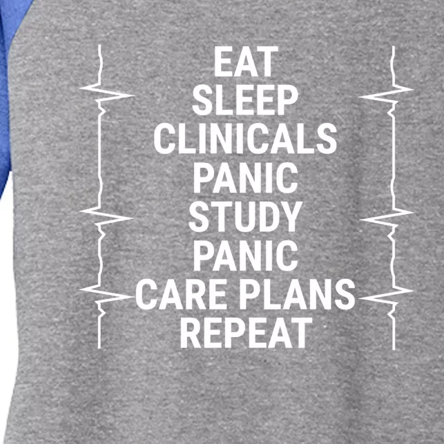 Eat Sleep Clinicals Funny Student Nurse Nursing School Meaningful Gift Women's Tri-Blend 3/4-Sleeve Raglan Shirt