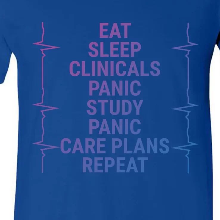 Eat Sleep Clinicals Funny Student Nurse Nursing School Meaningful Gift V-Neck T-Shirt