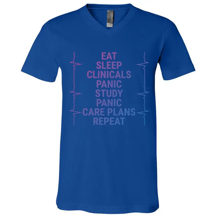 Eat Sleep Clinicals Funny Student Nurse Nursing School Meaningful Gift V-Neck T-Shirt