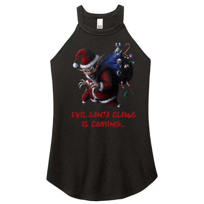 Evil Santa Claws Is Coming Christmas Women’s Perfect Tri Rocker Tank